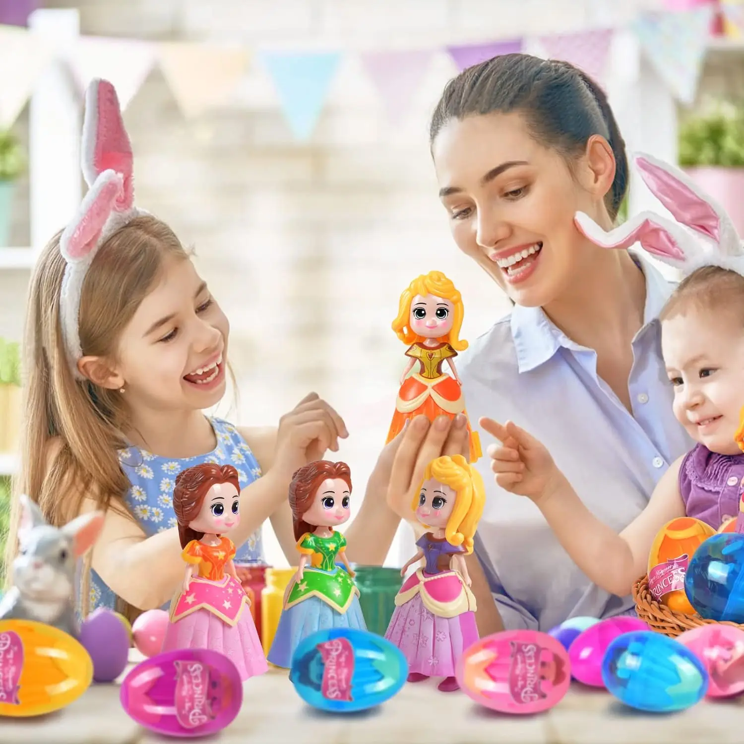 1/4 Pack Princess Deformation Prefilled Eggs Toys for Toddler Boys Girls Kids Basket Stuffers Gifts Easter Basket Filler Toys