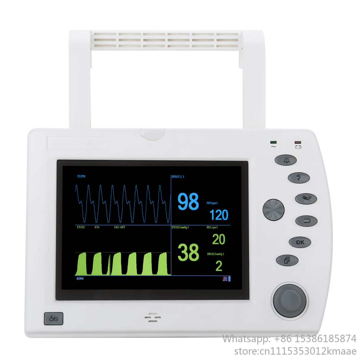Vequyn 7-Inch Veterinary Monitor – CO2, SpO2, ECG, Temp; White Plastic Casing, Multi-Function Device
