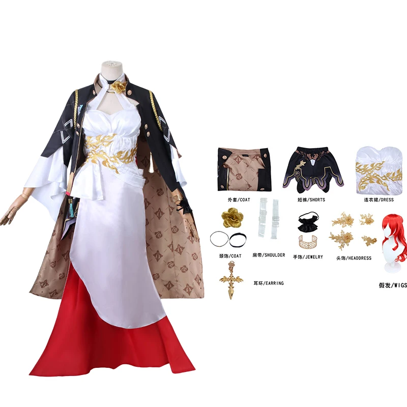 

Honkai Cosplay Game Star Rail Cosplay Costume Evening Dress For Woman Red Buckle Cospaly Wig Halloween Uniform Carnival Clothes