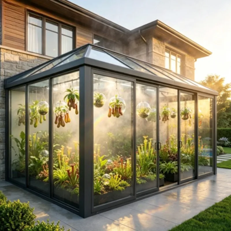 Soundproof Aluminum Glass Sunroom Outdoor Conservatory Double Glazed Glass House Waterproof Sun Room for Courtyard Terrace
