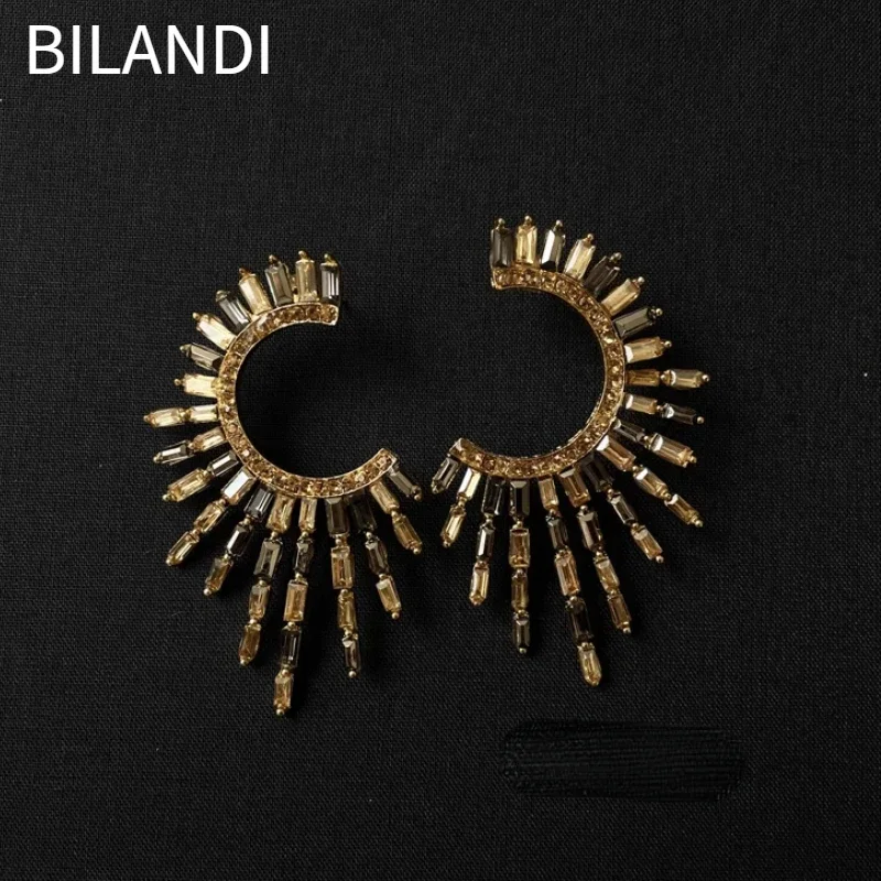 Bilandi Fashion Jewelry European and American Design Glass Earrings For Women 2024 Trend New Exaggerative Ear Accessories