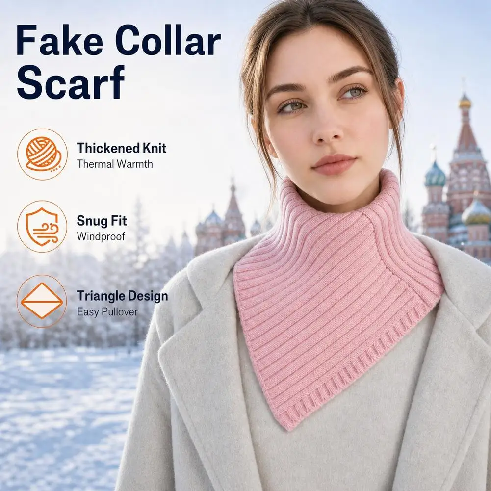 Knit Fake Collar Winter Warm Scarf Unisex Neck Warmer Soft Elastic Solid Color Neck Gaiter Wrap Detachable Winter Windproof Scar