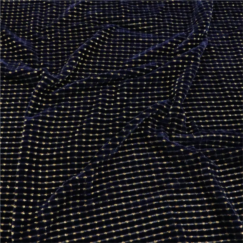 

High-end custom-made dress and cheongsam made of woven velvet brocade polka dot viscose embossed flowered fabric