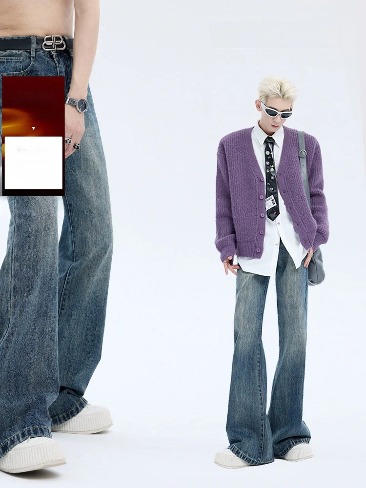 

Cleanfit Men's Premium Denim Jeans Autumn Winter Original Light Waed Bell Bot Casual Wear Cotton Polyester Blend