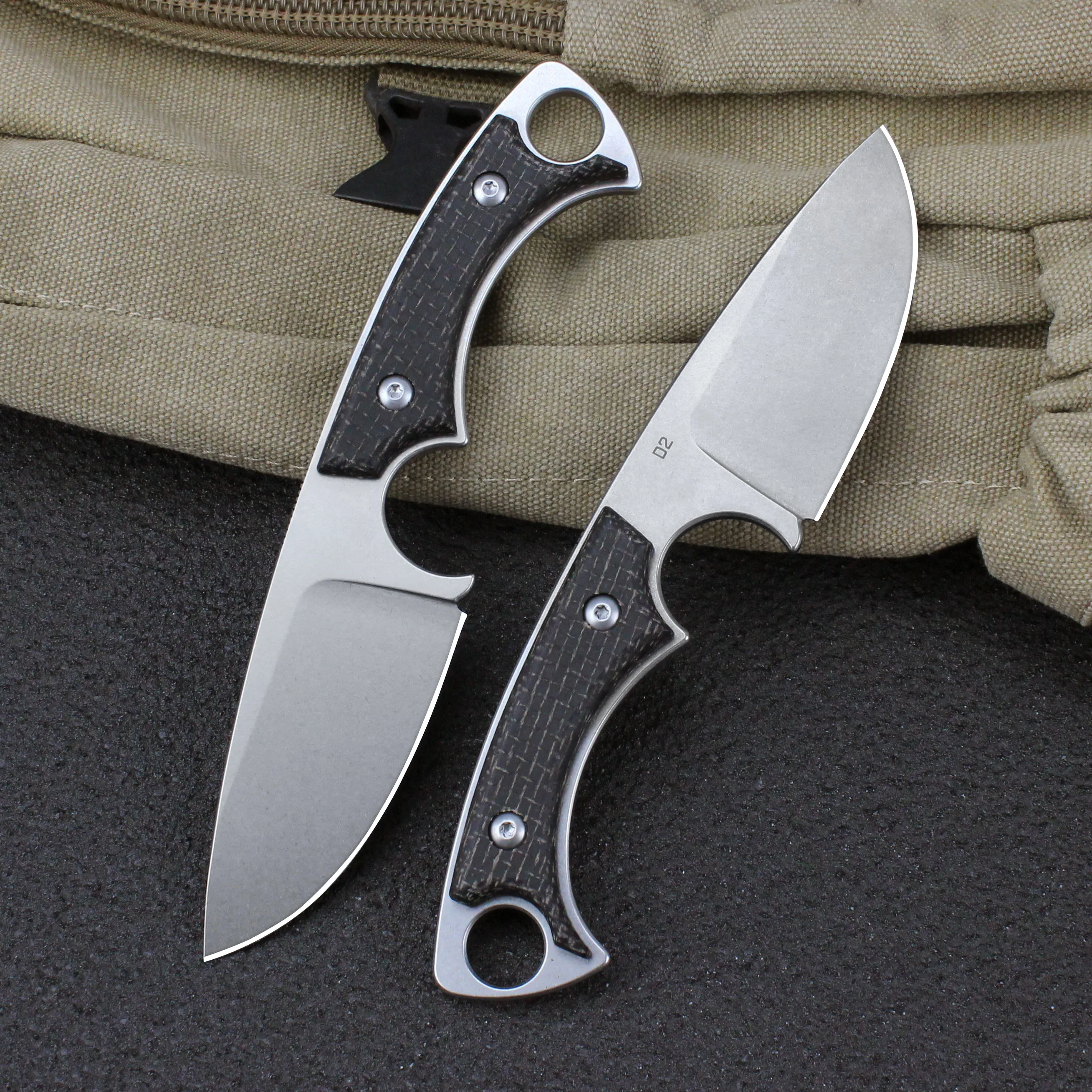 High quality Outdoor Hutning Knife Fixed Blade D2 Steel Blade Tactical Survival Knives Portable K sheath GT0181