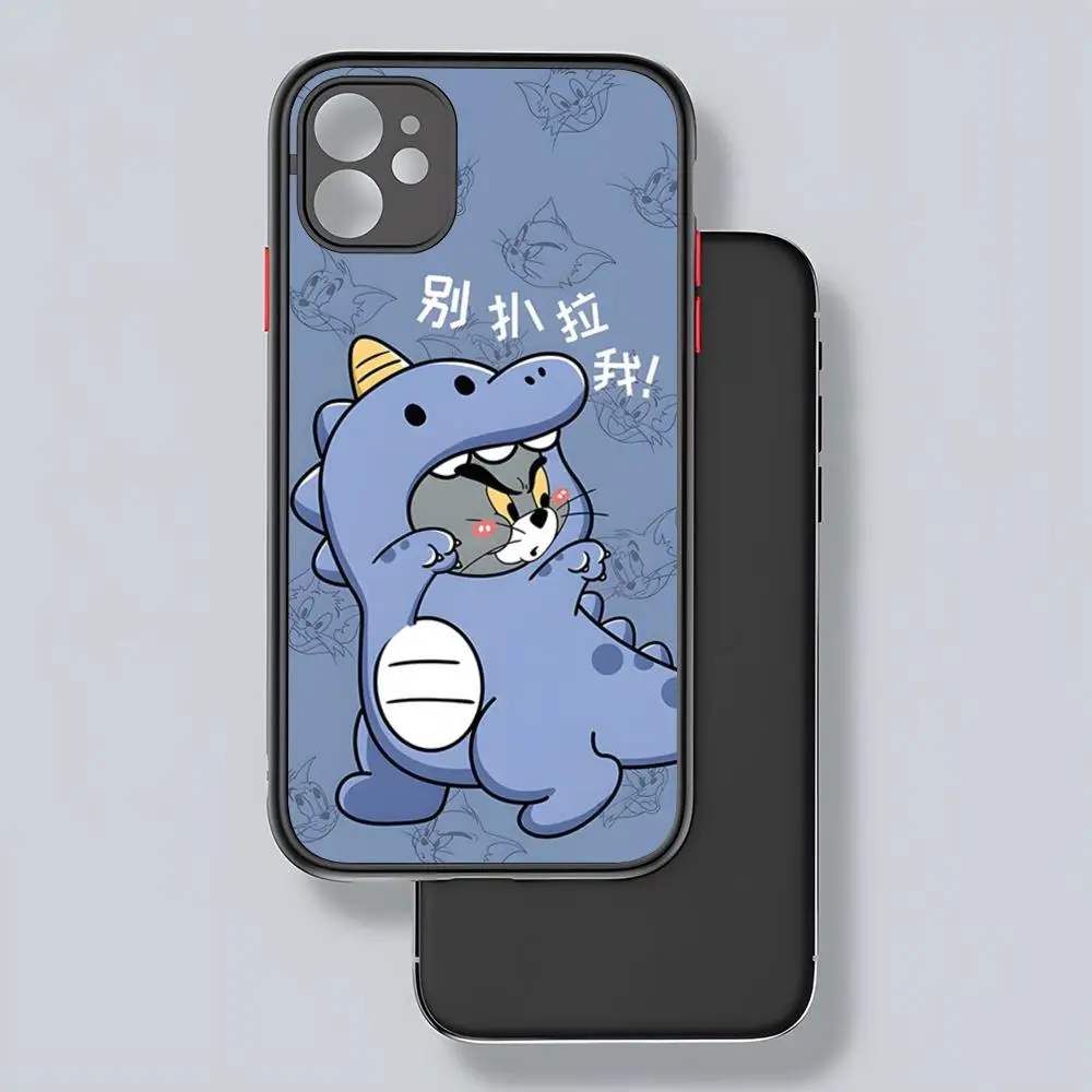 MINISO TomS JerryS Phone Case Matte Transparent For 16 15 IPhone 12 11 13 Pro Max X XR 8 Plus Back Cover