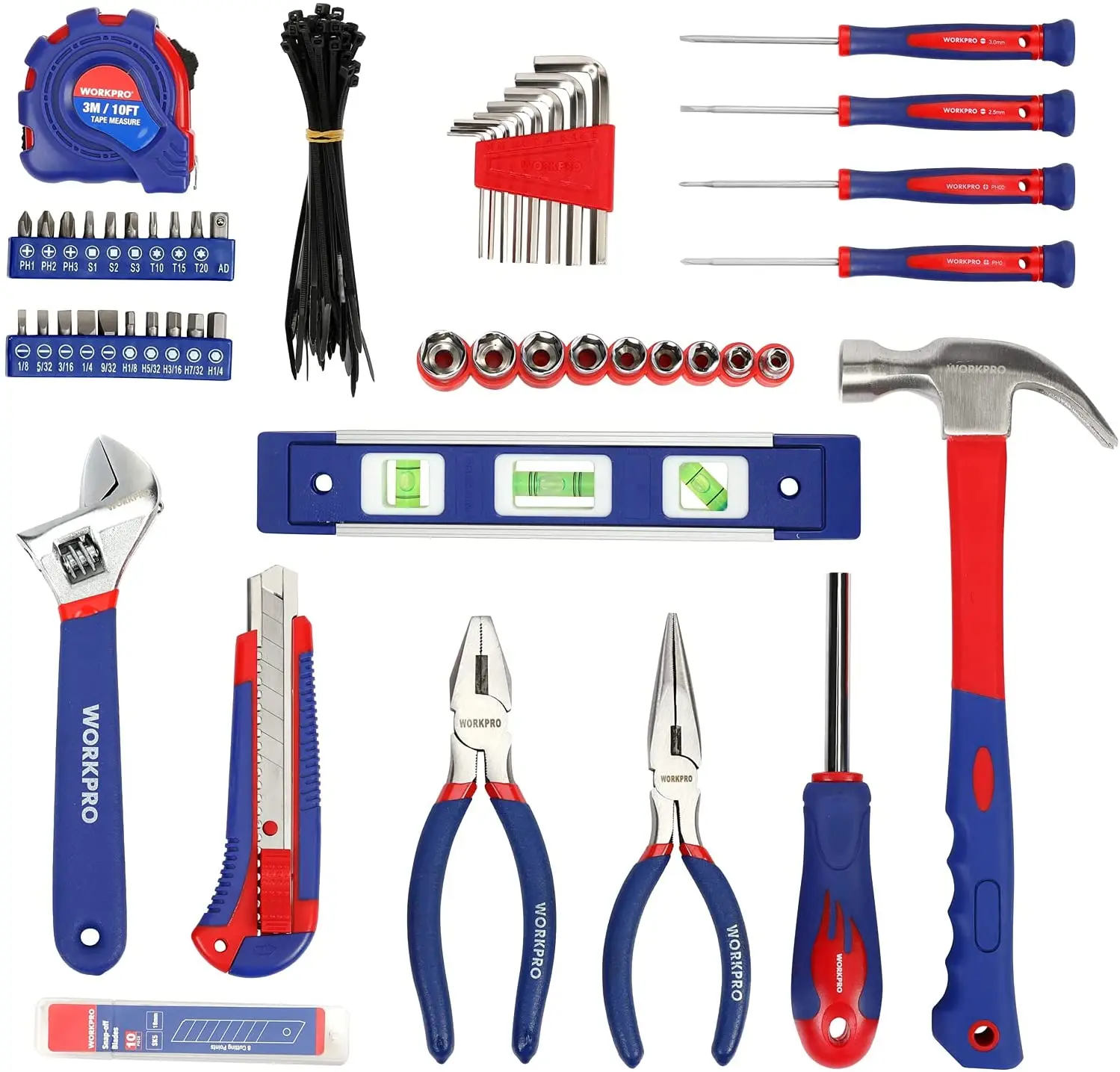 100PC Kitchen Drawer Household Hand Tool Set Home Tool Kit with Pouch