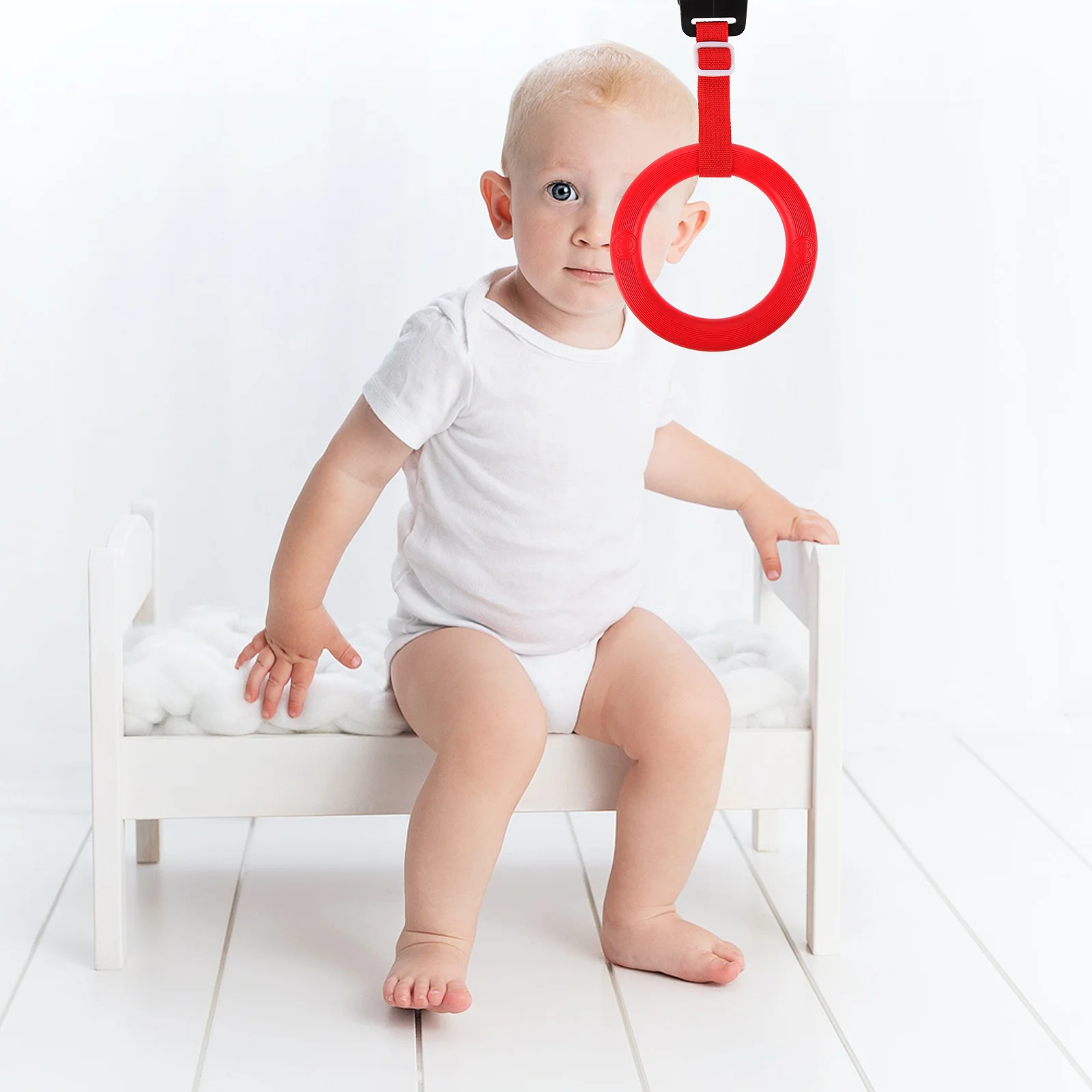 

Toddler Pull Ring Learning Standing Baby Bed Rings Hand Cribs Bracket up Plastic Walking Assistant