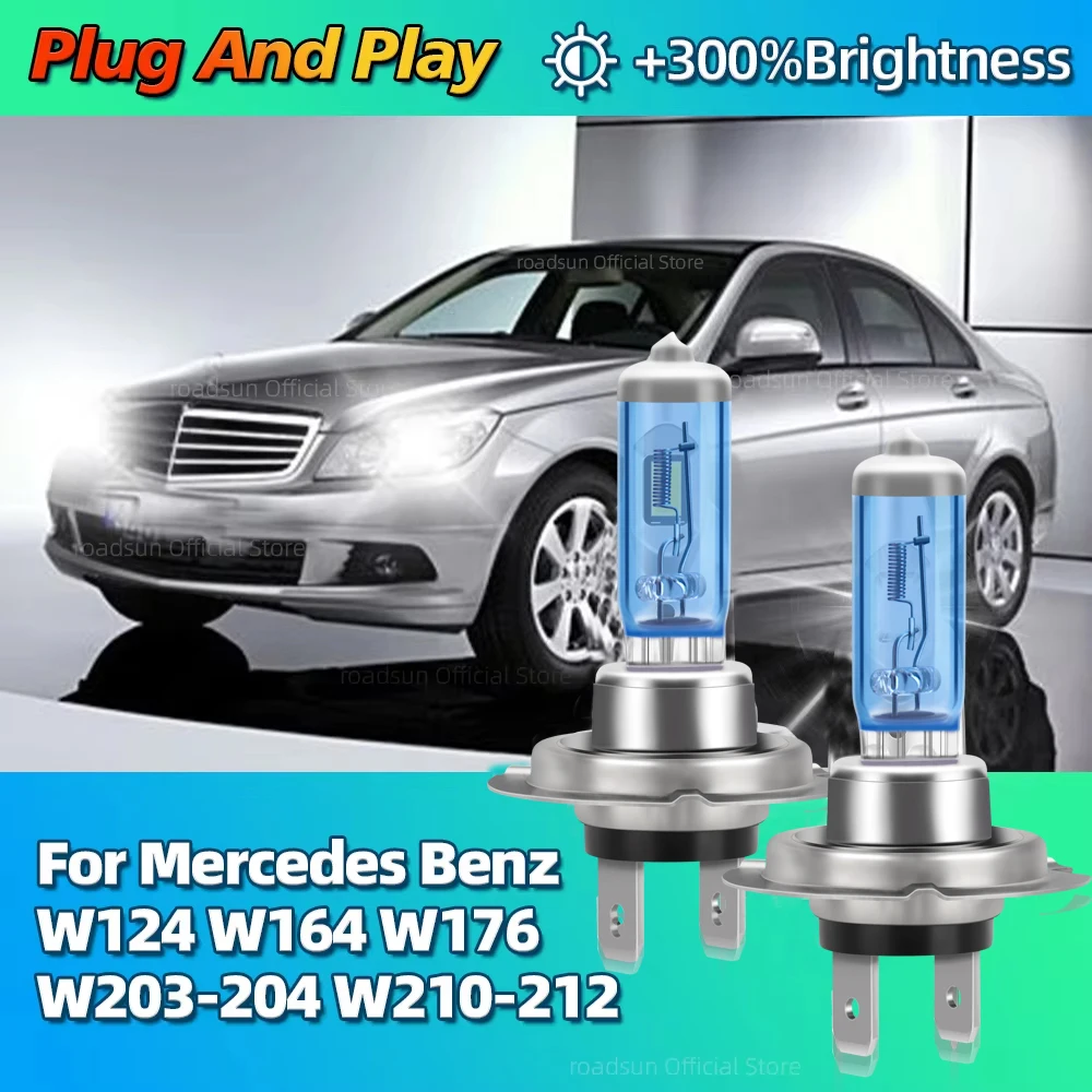 2Pcs High Performance 100W Halogen Headlight Bulb For Mercedes Benz W204 W211 W212 W203 W176 W124 W210 W164 Low Beam 6500K