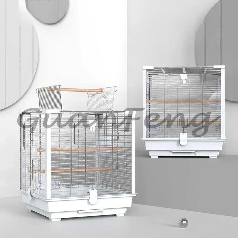 Large Stainless Steel Bird Cage, Double Door Design Splash-proof Breeding Aviary, Easy-to-clean Parrot Finch Pet Bird Enclosure