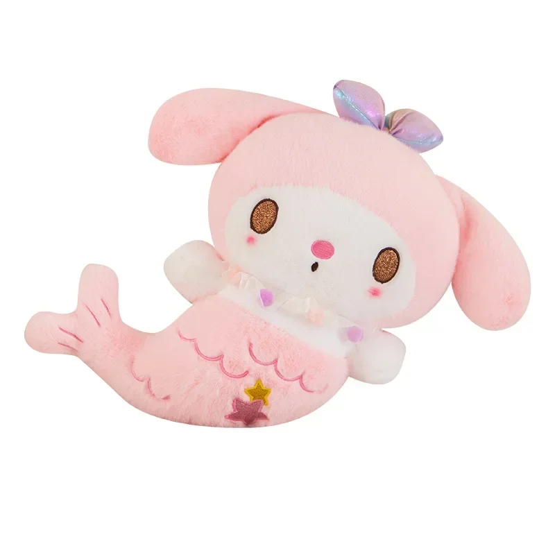 Jouets en peluche Sanurgente Mermaid pour enfants, coussin Kawaii Melody, peluche Kuromi, poupées décoratives pour chambre de fille, cadeaux d'oreiller mignons