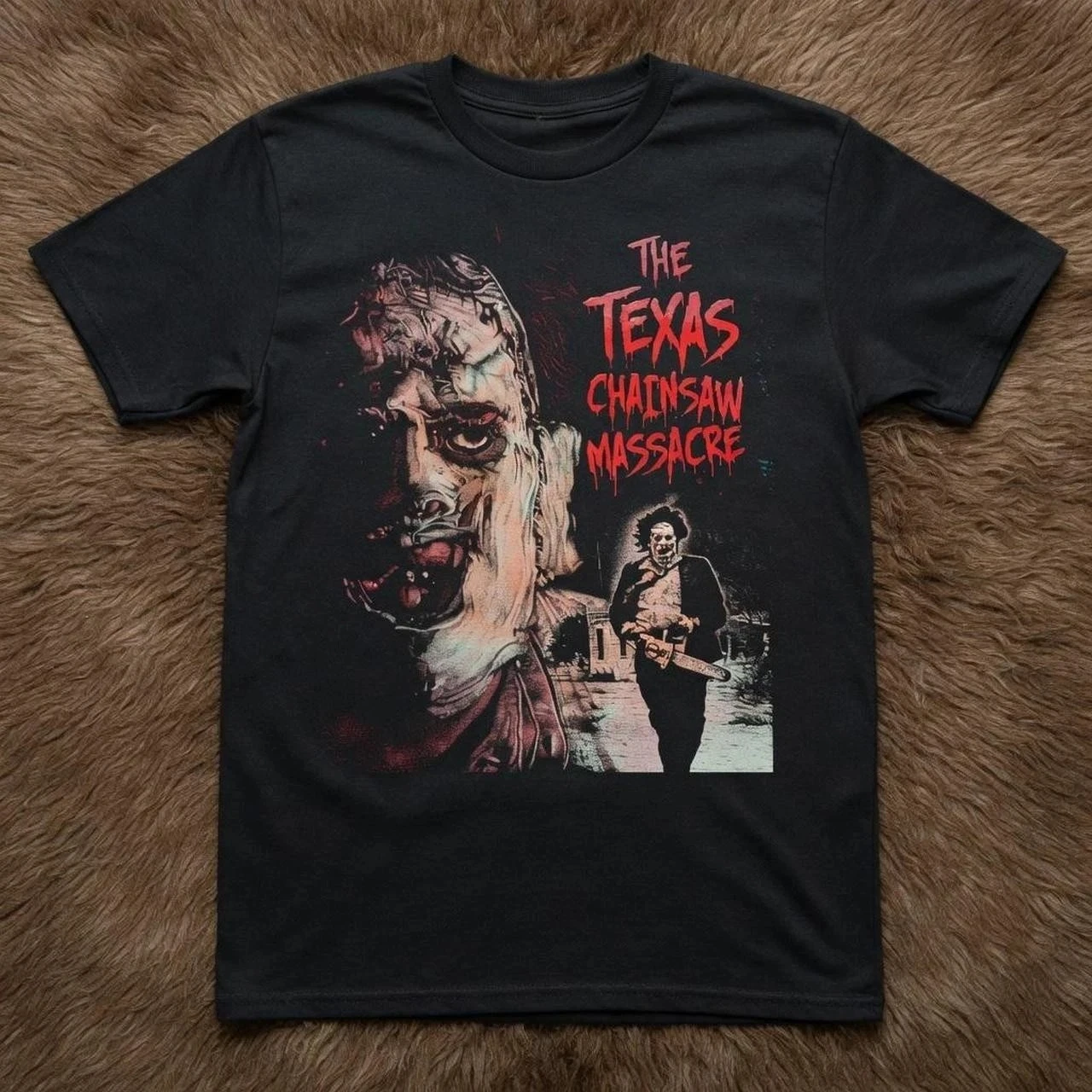Texas Chainsaw Massacre Leatherface Graphic Tee Horror Movie T-Shirt Graphic T-Shirt High-end Luxury Unisex Style