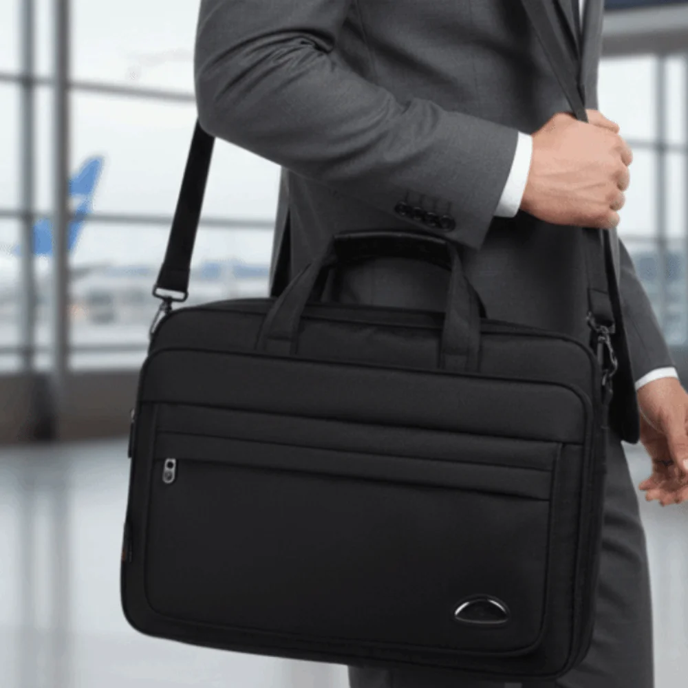 

15,6-дюймовая мужская деловая сумка для ноутбука, плечевой ремень с ручкой, портативные сумки для ноутбука, водонепроницаемая однотонная сумка на плечо для ноутбука