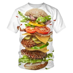 Fashion Funny Food Hamburger 3D Print T-Shirts Summer Men Women Short Sleeve T Shirt Oversized Harajuku Tees Tops Kids Clothing