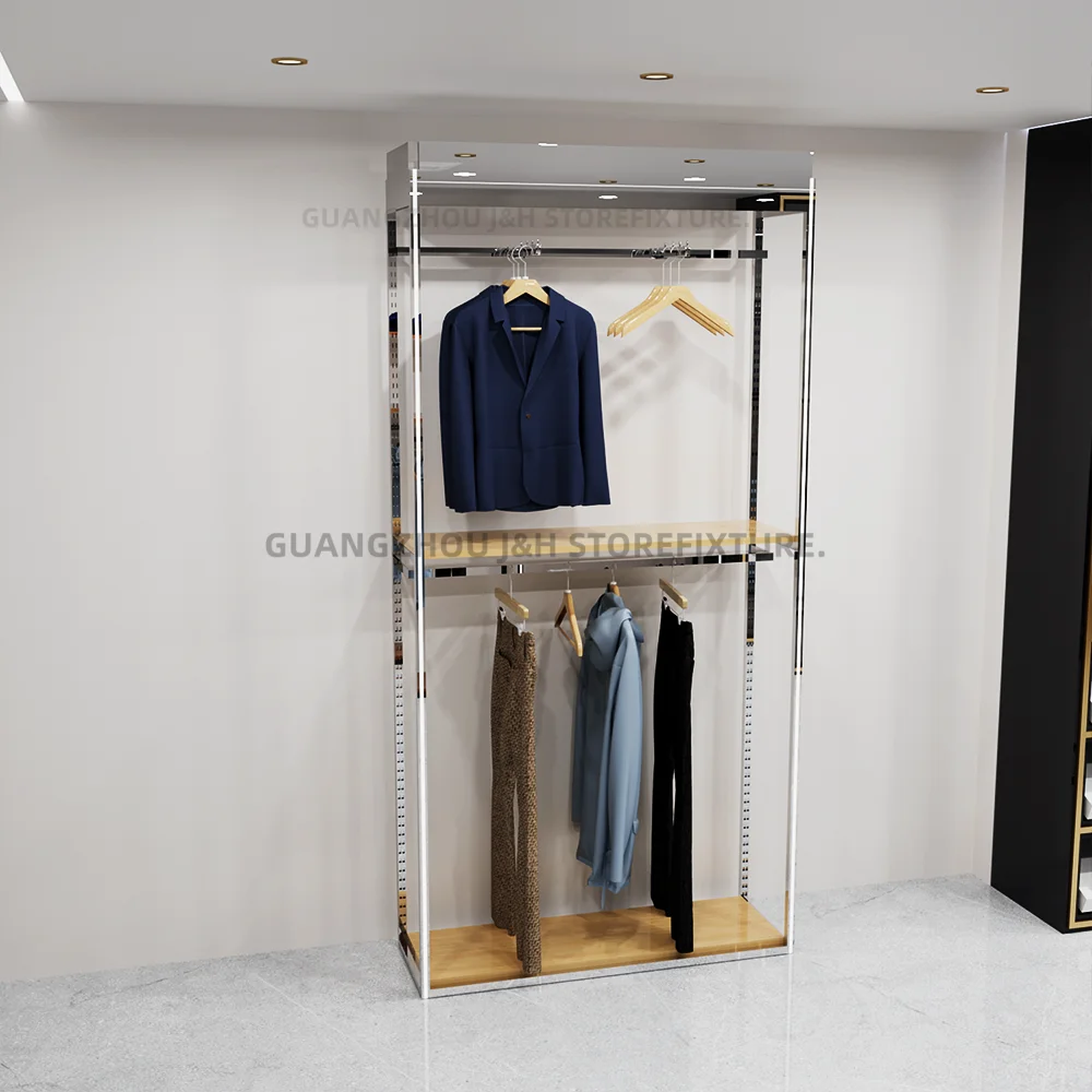 Personalizzato.Personalizzato.Personalizzatore indipendente Moderno stile semplice Argento Cappotto in acciaio inossidabile Abbigliamento Albero Boutique Vendita al dettaglio Clo