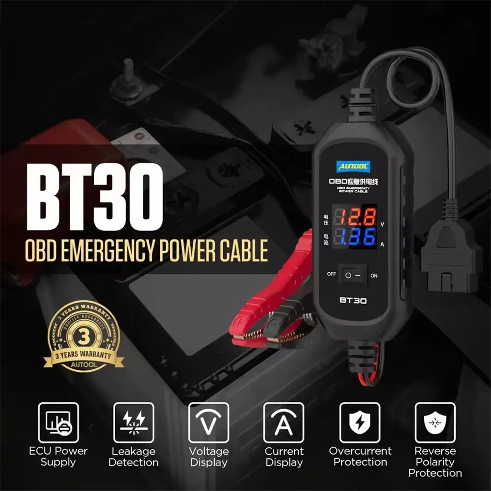 BT30 OBD Electronic Parking Brake Tool Dual-Channel Circuit And Supply Cable Protections Reverse Power Control Emergency Fo O9X8