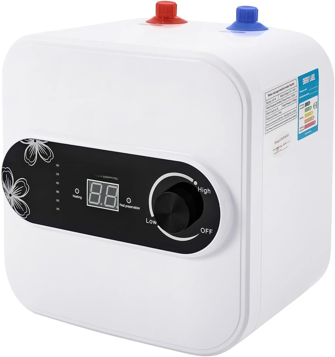2 Gallon Mini Under Sink Water Heater Electric 110V/220v 1500W Point of Use RV Water Heater for Bathroom Cupboard
