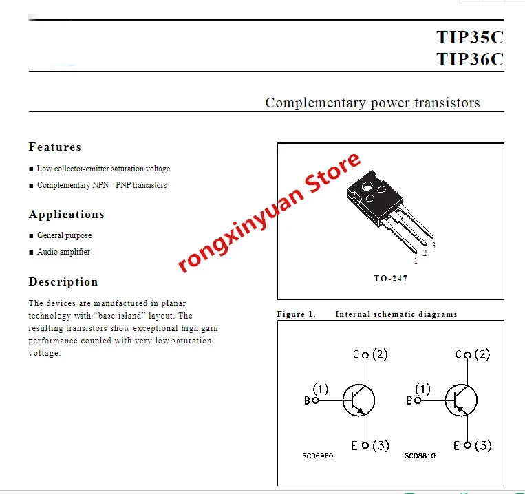 TIP35C TIP36C TIP35  TIP36 TO-247 100% new imported original  high power tube to transistor amplifier tube