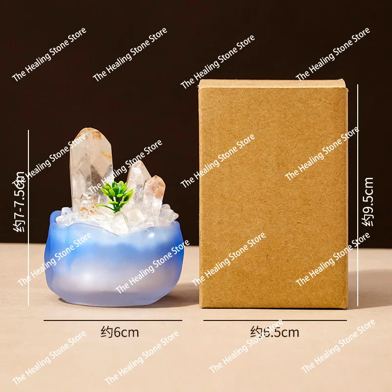 مجموعة كريستال بيضاء طبيعية بوعاء سيترين كريستال واحد منظر طبيعي صغير زخرفة سطح المكتب المنزلي #2