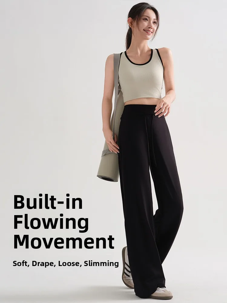 Pantalones de Yoga informales cómodos de Modal, pantalones largos de cintura alta, ropa deportiva transpirable de pierna recta para Fitn de talla grande, otoño 2025