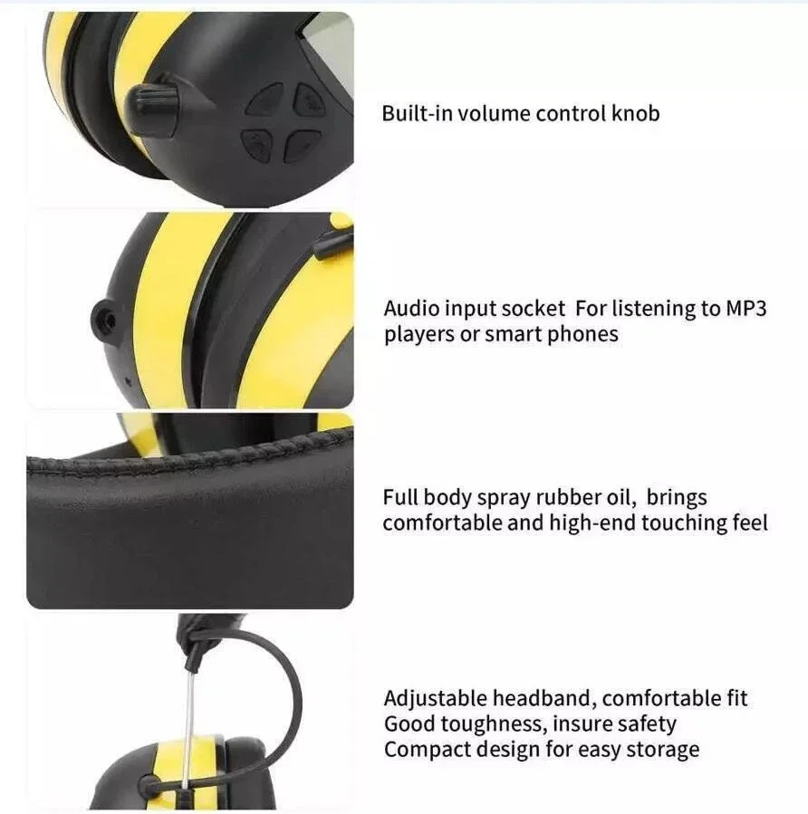 1 قطعة سماعات حماية السمع راديو FM سماعات بلوتوث مع شاشة ديجيتال غطاء للأذنين لسلامة الأذن لورش العمل القص