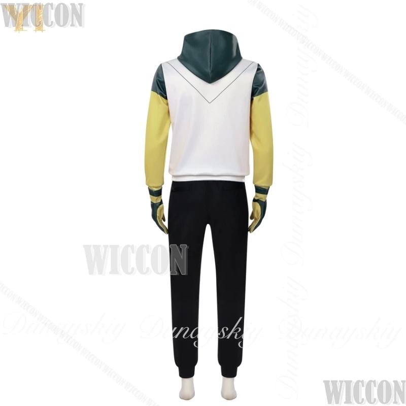 Yi The Legend of Hei II Anime Cosplay peluca rubia el sudadera blanca amarilla y pantalones negros traje de carnaval todo conjunto Halloween