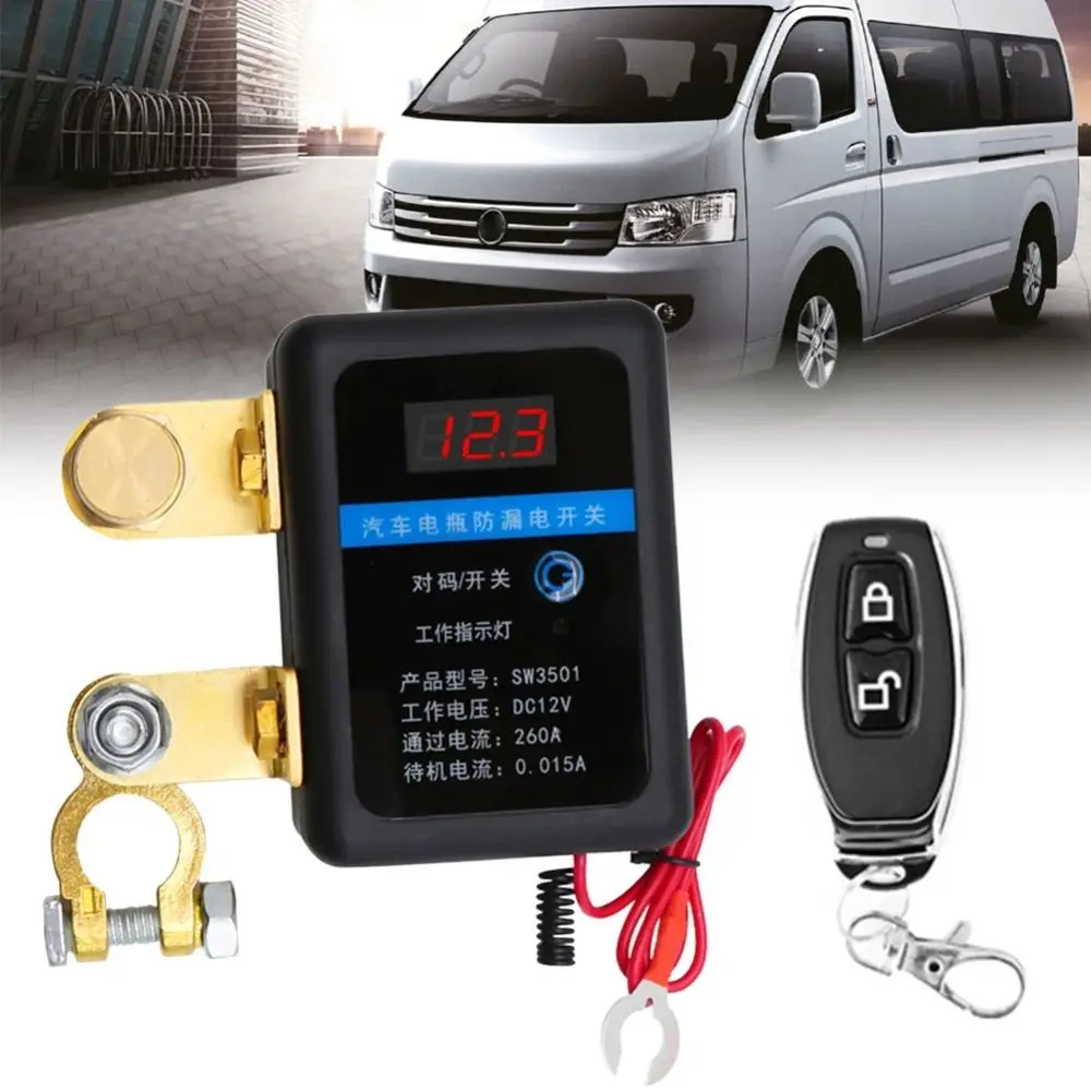 

DC 12V Car Battery Disconnect Switch 260A with Remote Automatic Power Shut Off Switch Digital Display Pure Copper