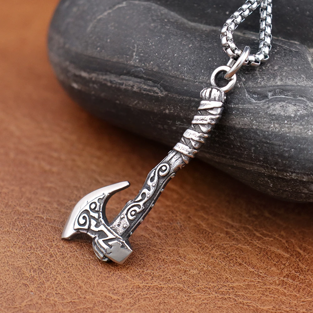 

Stainless Steel Men's Vintage Viking Axe Necklaces Popular Nordic Celtic Knot Tomahawk Pendant Chain Gifts Jewelry Dropshipping