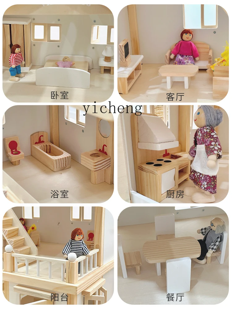 Tqh Children's Simulation Villa Doll House Toy Educational Castle Furniture Girls Playing House Room Birthday Gift