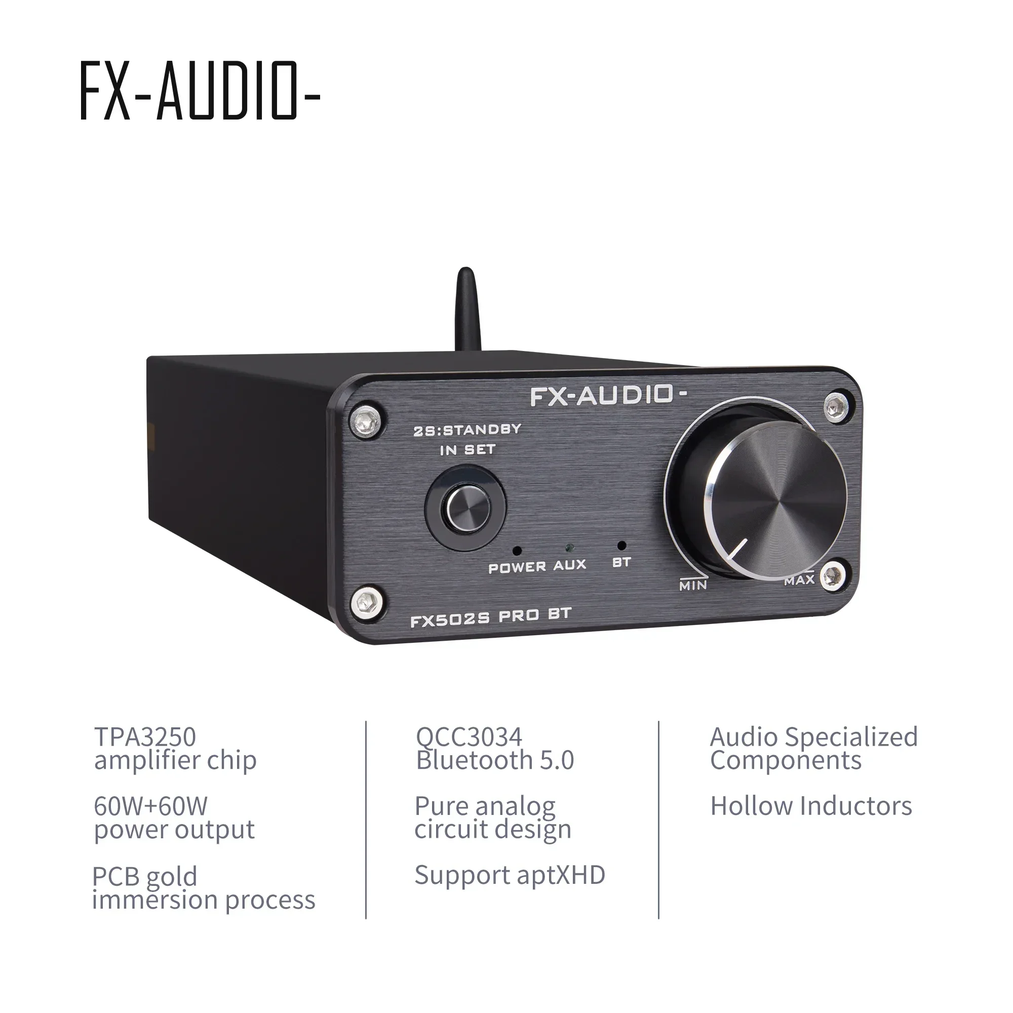 2024 FX-Audio New FX-502SPROBT HiFi 2.0 Digital Audio Amplifier TPA3250+NE5532 80W*2 Power QCC3034 Bluetooth No Power Adapter