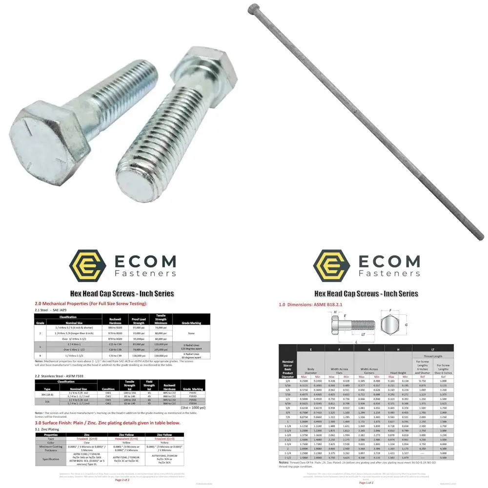 

Grade 5 Zinc-Plated Steel Hex Cap Screws, 7/16-14 x 6 Inches, Coarse Thread, Partially Threaded, Pack of 25