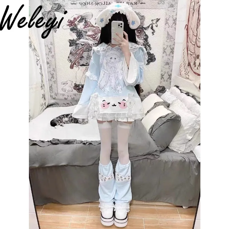 

Gothic Sweet Girl Cool Hoodies Sub Culture Secondary Dimension Japanese Kawaii Sailor Collar Anime Loose Y2k Tops Student