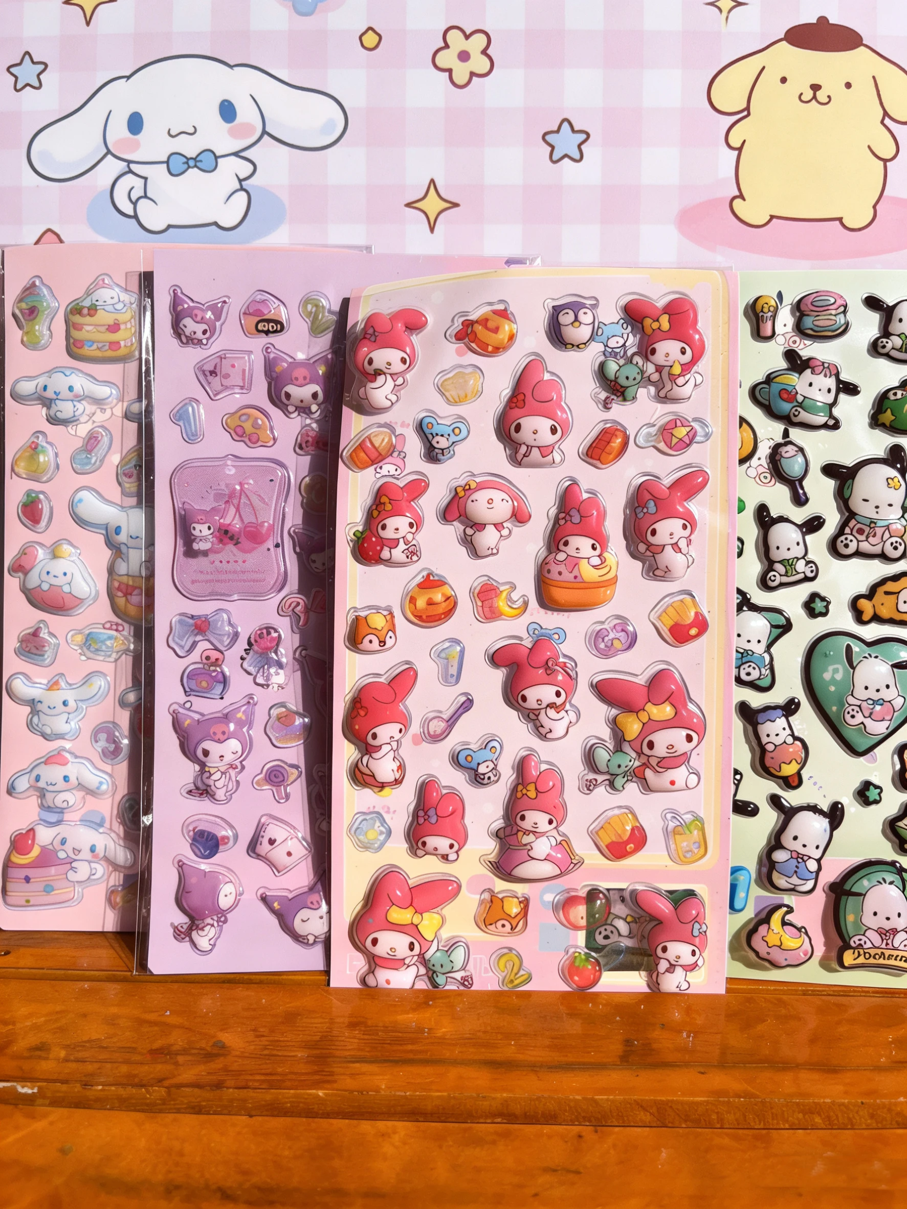 

3D-наклейки с объемным эффектом My Melody, Cinnamoroll, Kuromi, Pochacco, милые мультяшные стикеры для украшения дневников и скрапбукинга