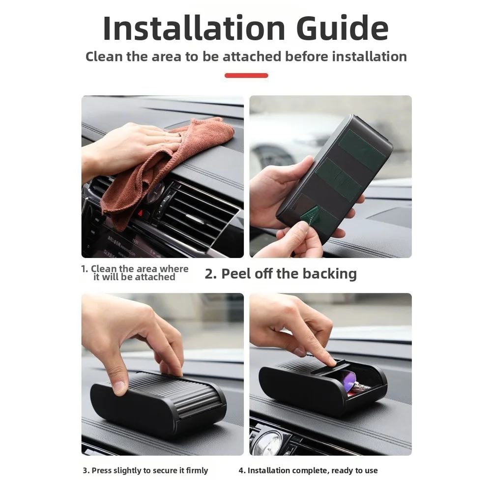 

17cm X 7.3cm X 4.5cm Car Dashboard Storage Adjustable Storage Space Compatible With Most Vehicles Double-Sided Tape