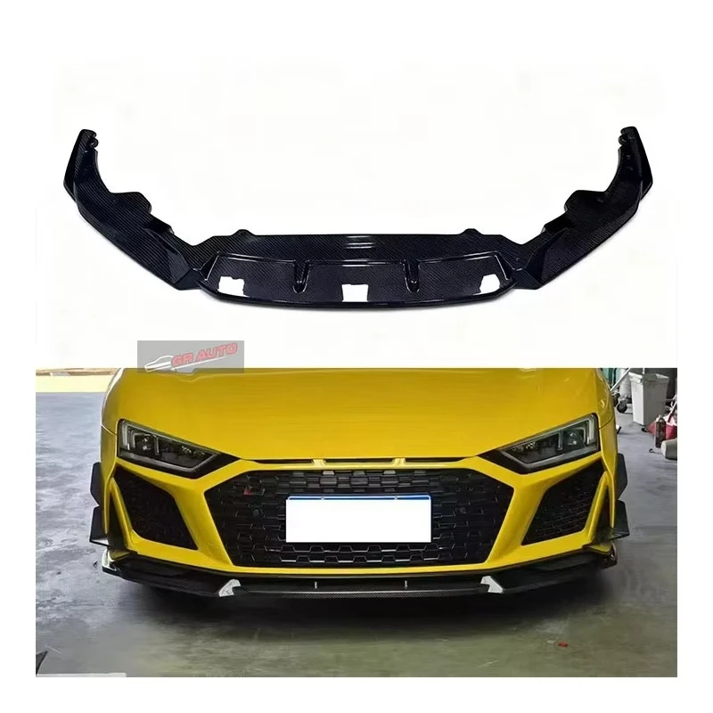 New R8 Upgrades M Dry Carbon Front Lips Bumper with Exhaust Cut-Outs Bolt-On Universal Fitment for Protection