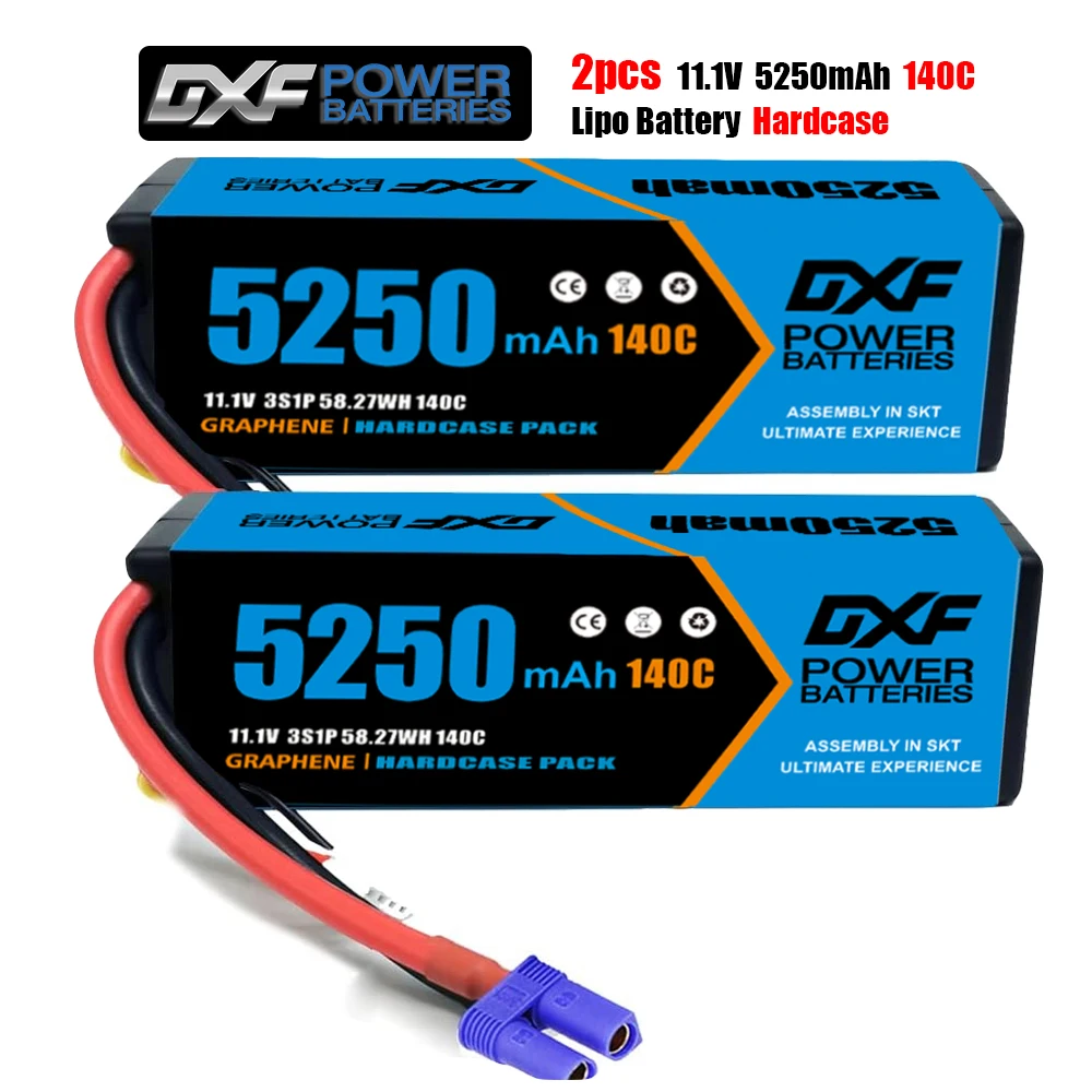 DXF 3S Lipo 5250mAh 11.1V 140C Battery with EC5 XT60 Deans Connector Hardcase Battery for RC Car Boat Truck Helicopter Airplane