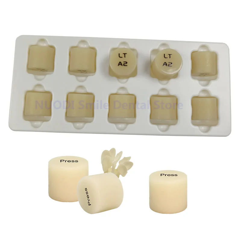 Dental Lithium Disilicate Press Ingots Glass Ceramic Blocks Denture Materials HT LT for Ultra-thin Veneer 10Pcs/Box Dentist Use