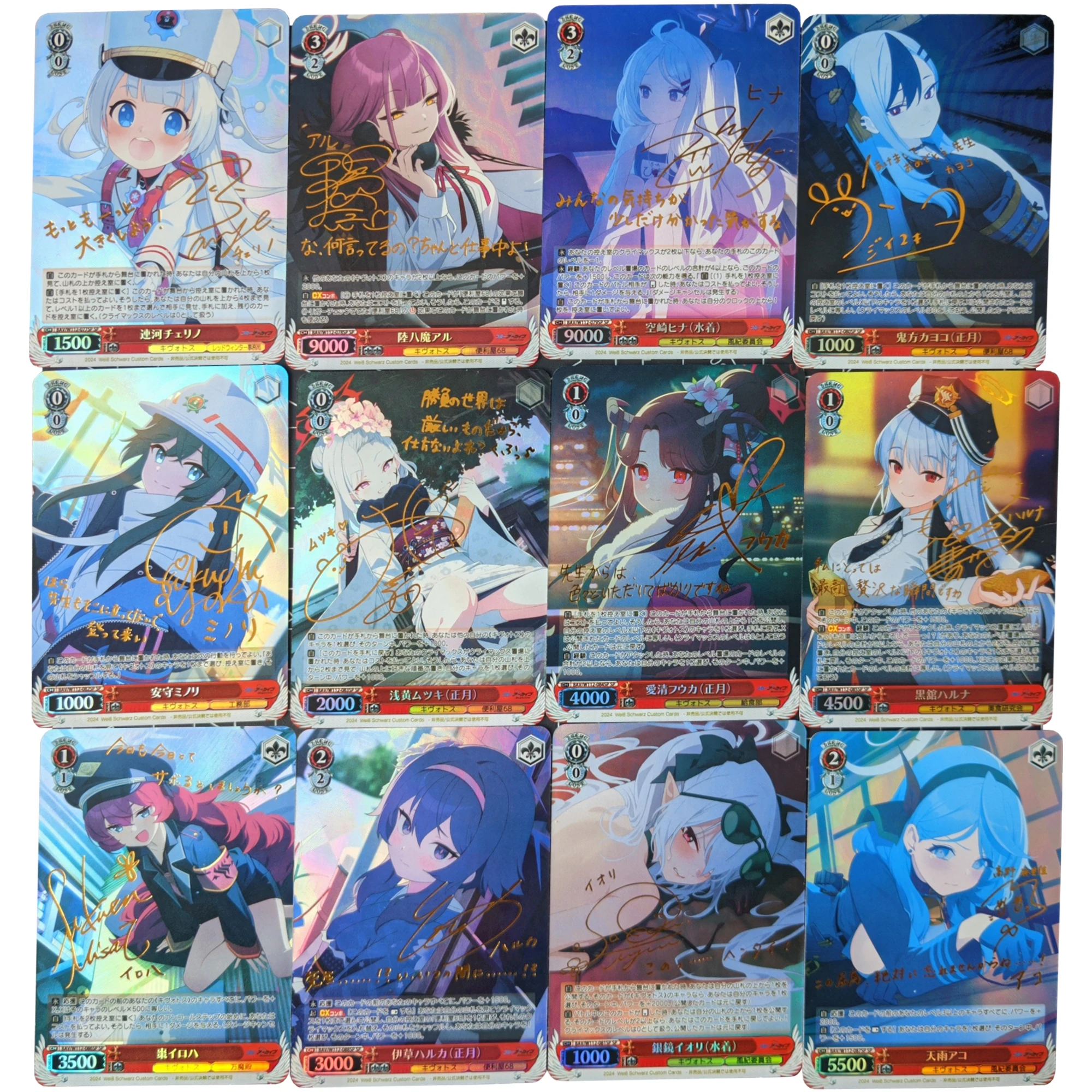 

12Pcs/set Blue Archive Hot Stamped Signature Flash Card Misono Mika Takanashi Hoshino Kafka Game Anime Collection Cards Gift Toy