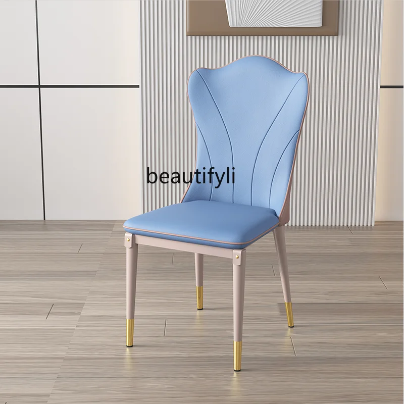 

zqLight Luxury Nordic and Japanese Style Dining Chair Home Modern Comfortable High-End Milk Tea Shop Hotel Blue Chair