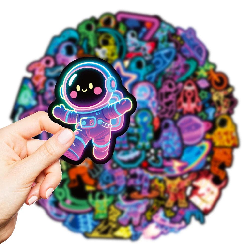 

10/30/56pcs Neon Light Series Funny Astronaut Cartoon Stickers Decals DIY Stationery Luggage Phone Car Cute Graffiti Sticker Toy