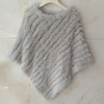 HSPL Fur Poncho 2022 Autumn Real Rabbit Hot Sale Triangle Knitted Women Pullover Lady Pashmina Wrap poncho pele de coelho 3 HSPL Fur Poncho 2022 Autumn Real Rabbit Hot Sale Triangle Knitted Women Pullover Lady Pashmina Wrap poncho pele de coelho 3