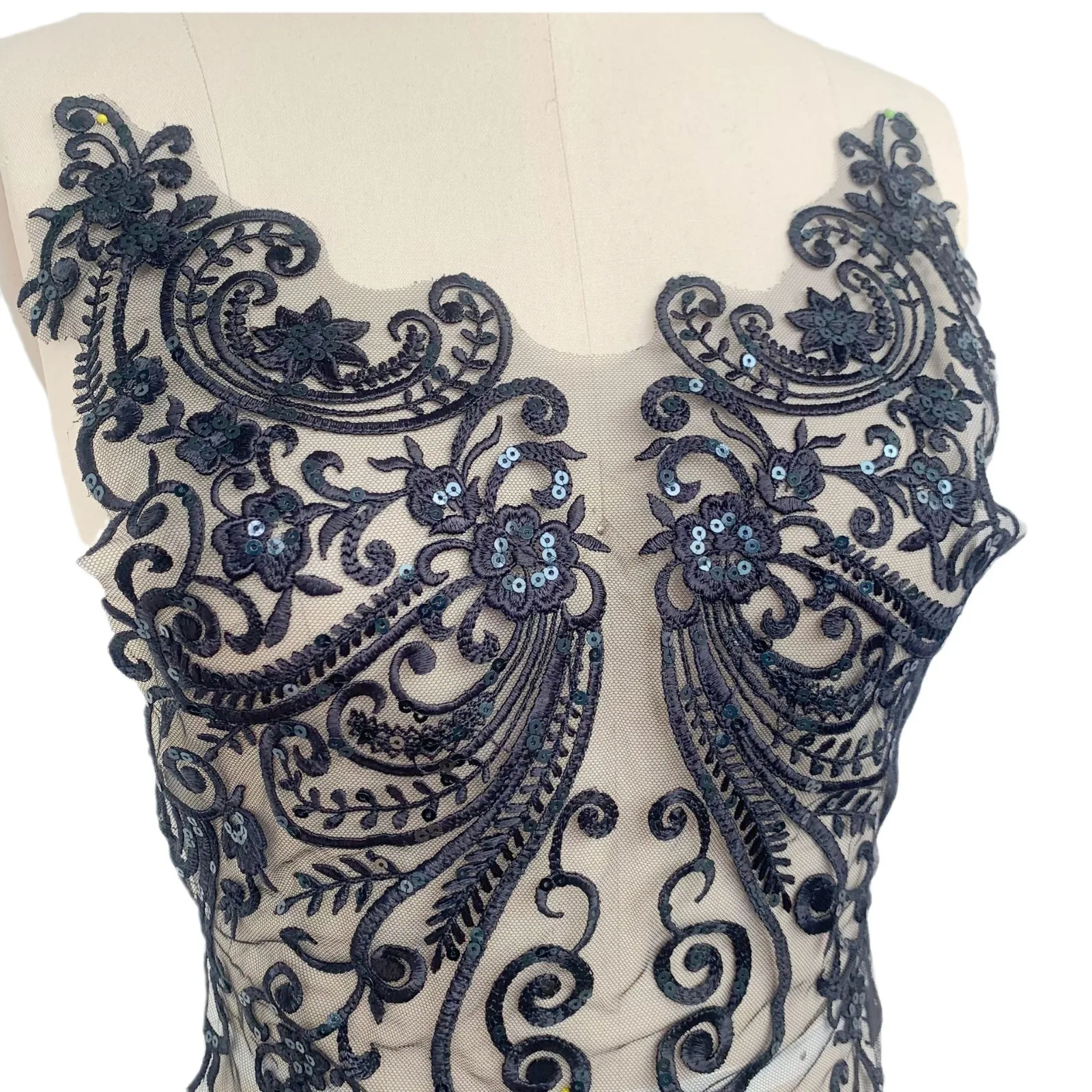 Artificial Silk Sequin Lace Applique Wedding Bridal Gown Accessories Center Flower Home Textile Accessories RS24540