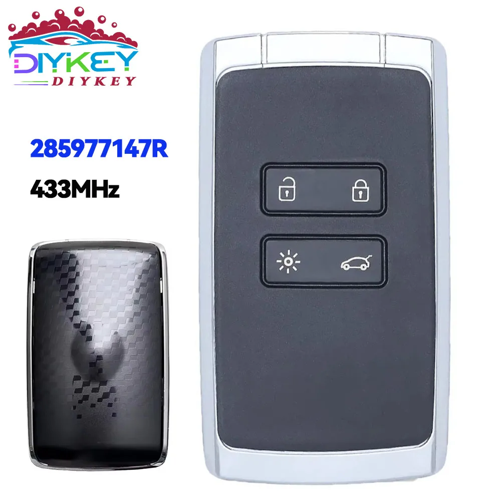 DIYKEY 4 Buttons For Renault Megane 4 Talisman Kadjar Espace 5 Zoe 2 2016-2021 433MHz 4A Chip Smart Card Remote Key 285977147R