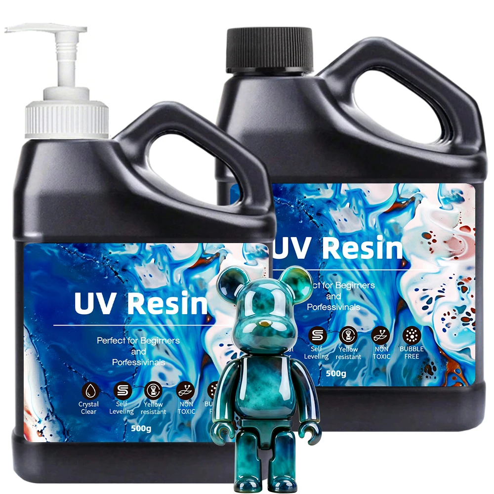 UV Resin 500-1000g -Bulk Upgraded Crystal Clear Hard Type UV Resin Kit Fast Curing Epoxy Resin Supplies for Craft Jewelry Making