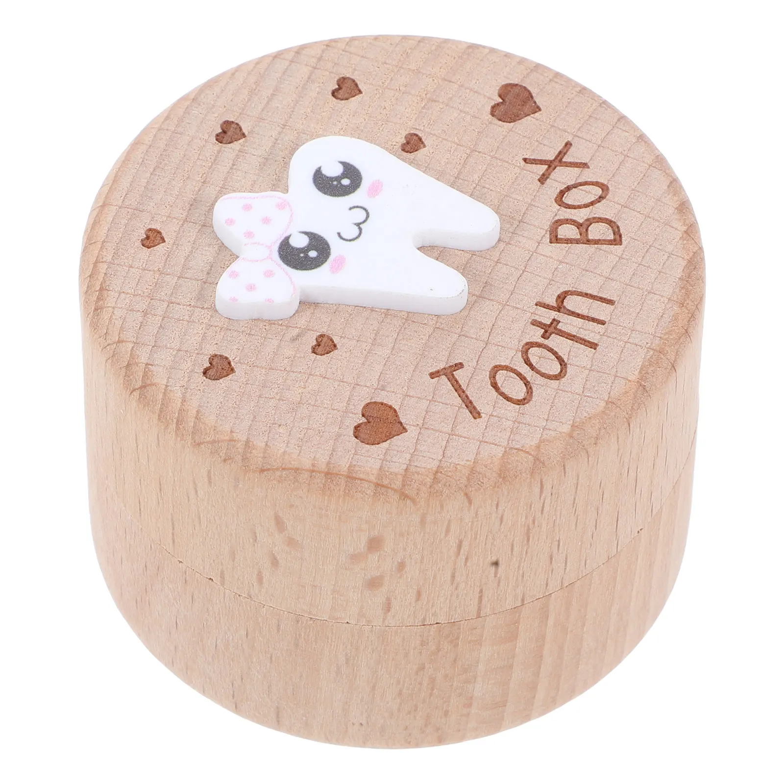 Cute Baby Tooth Fairy Keepsake Box Wooden Storage Kids Teeth Holder Collection Small Child Hair Saver For