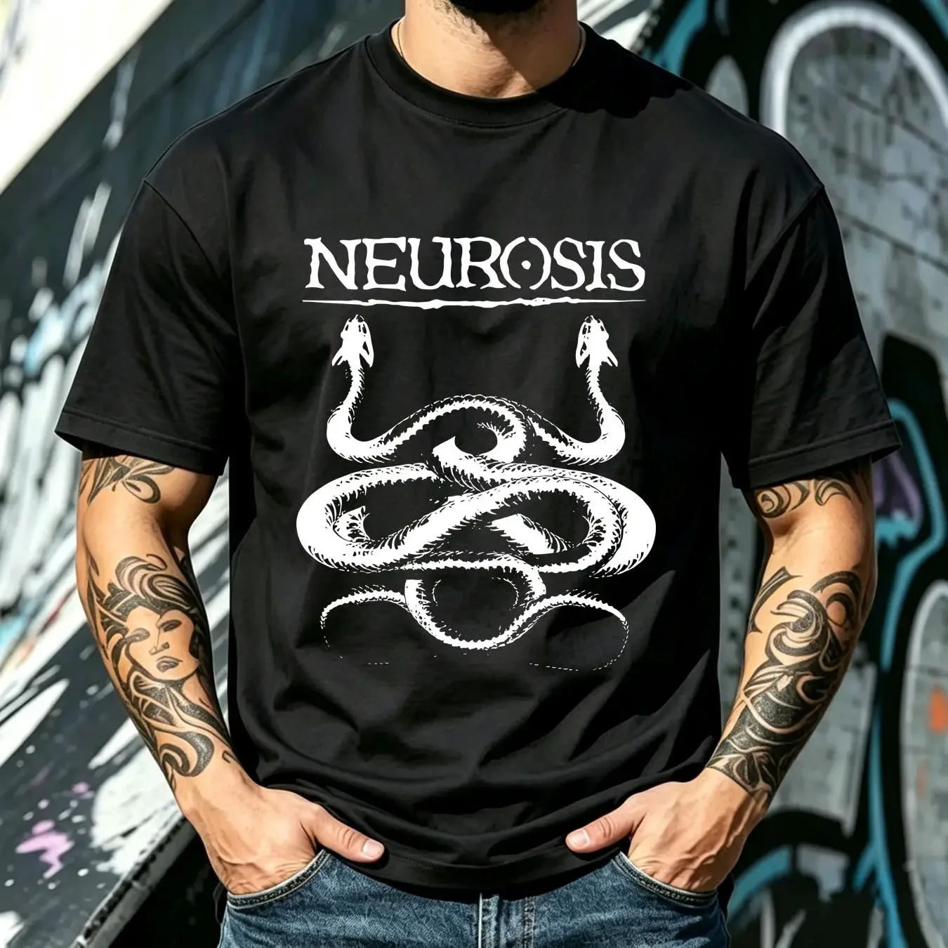 washed T Shirt NEUROSIS Through Silver In Blood Button Cotton Black Men S to 5XL NB1432 vintage Washed fashion graphic Stylish