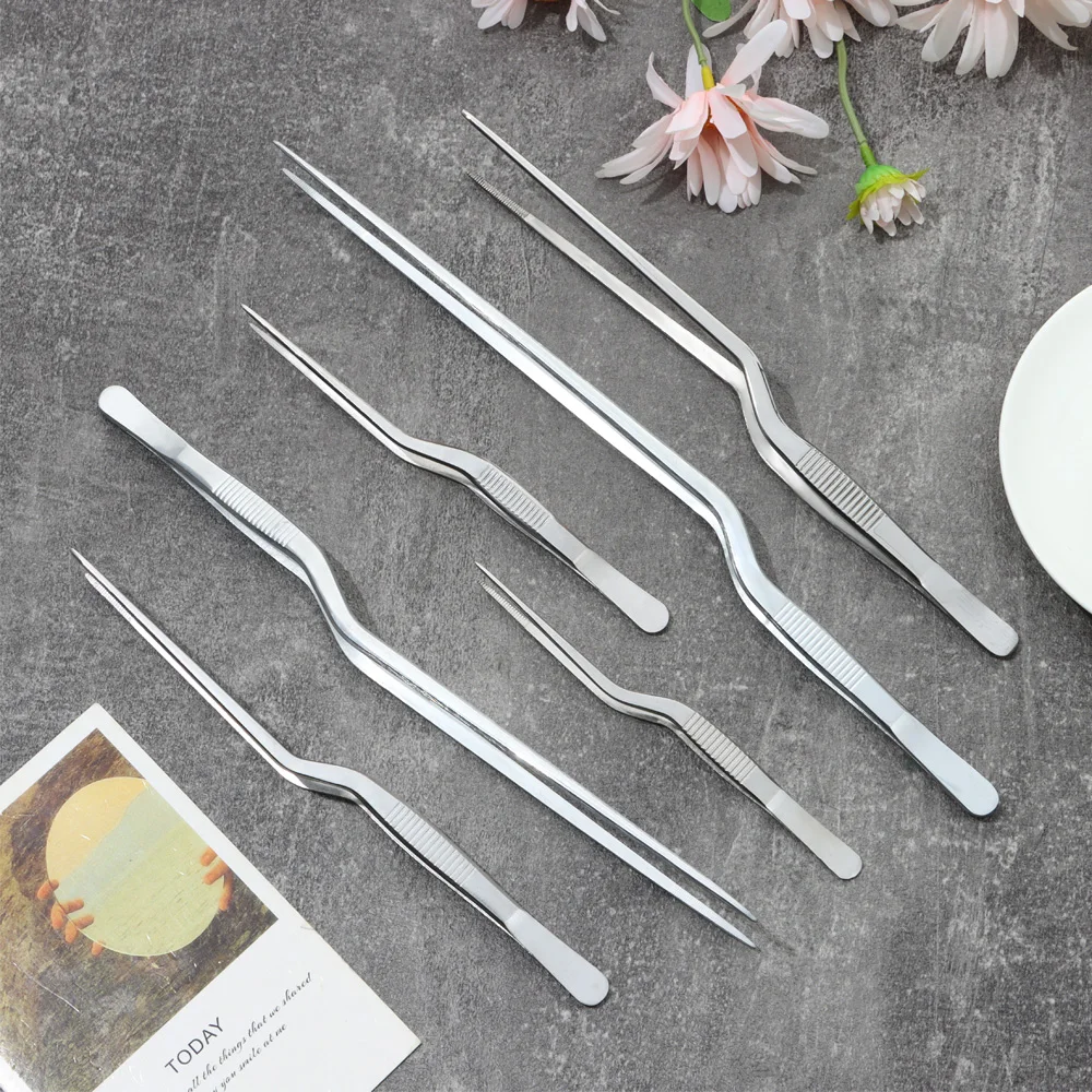 Szczypce kuchenne naczynia kuchenne BBQ pinceta klips do żywności szczypce kuchenne ze stali nierdzewnej przenośne na piknik grill gotowanie — zdjęcie 5