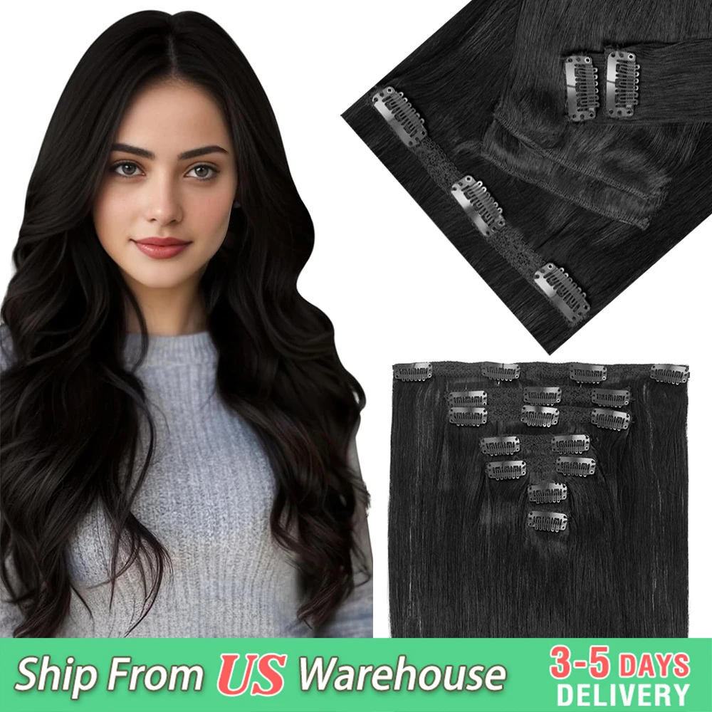 

MRSHAIR зажим для наращивания волос, человеческие волосы, настоящие натуральные волосы для наращивания, двойной уток, полная голова, 7 шт., зажимы для увеличения объема