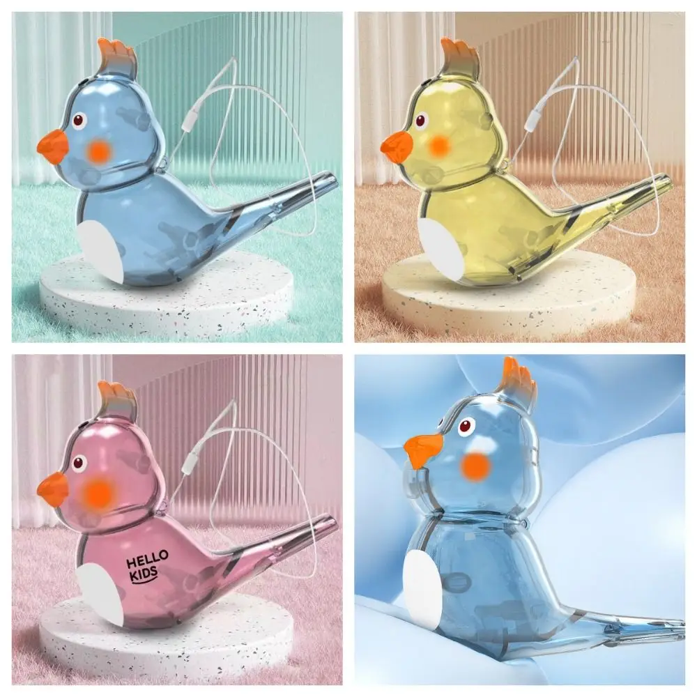 Bird Shaped Water Whistle Toy, Instrumento Musical com cordão, Transparente, Educacional