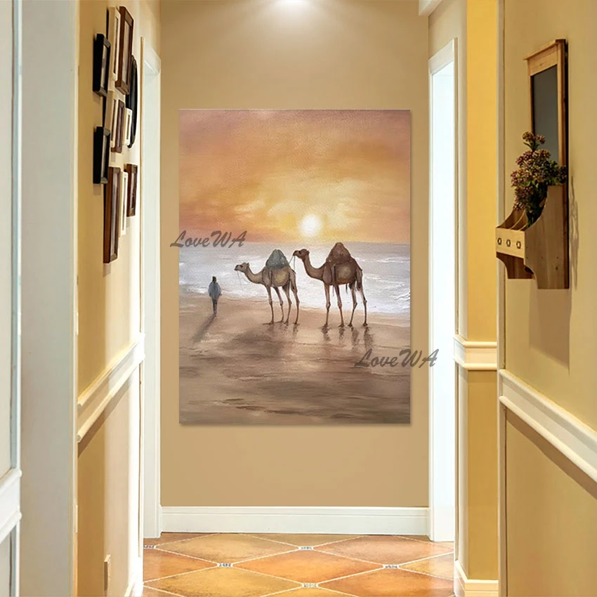 Camel In The Sunset Abstract Animal Canvas Painting High Quality Decorative Items For Home Modern Art Picture Custom Artwork